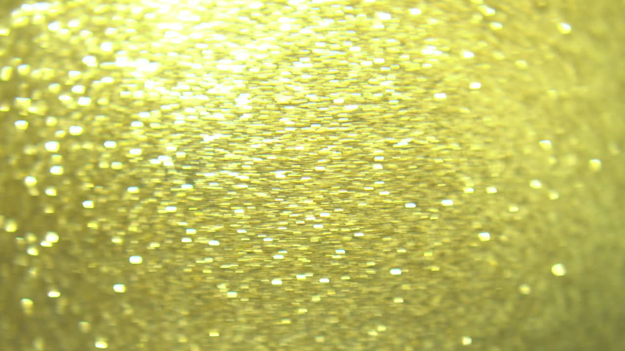 클로즈업 골든 크리스마스 볼 장식: 반이고 회전하는 배경, 장식, 박이는, 플래싱, 클로즈 업, 흐릿하고 부드러운 초점