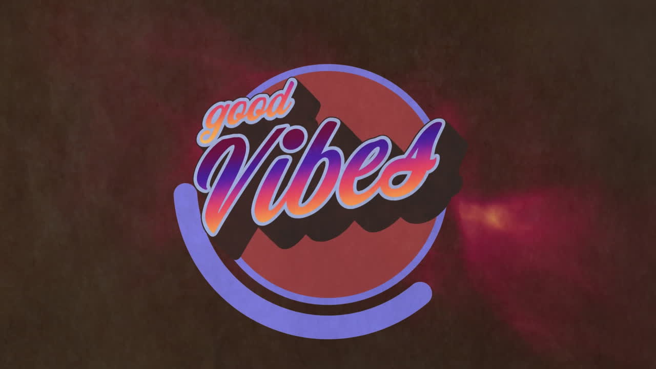 animación digital del texto de saludo con efecto de sombra de arco iris contra un fondo radial verde