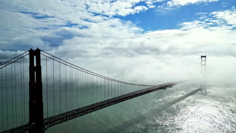 Drone-shot-of-the-Golden-Gate-Bridge-in-San-Francisco,-California