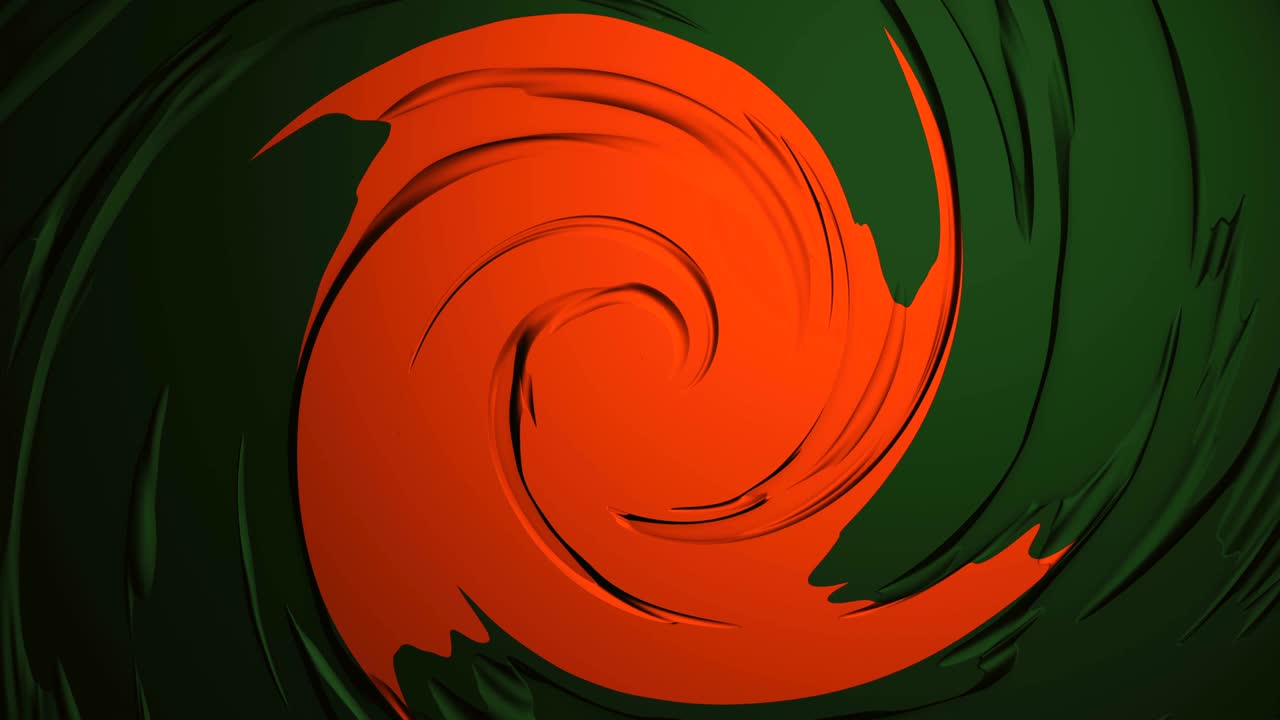 ondas giratorias abstractas en colores naranja y verde