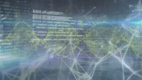 animación de la red de conexiones a través del procesamiento de datos y la cadena de adn