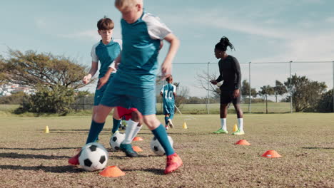youth soccer practice on a sunny day
