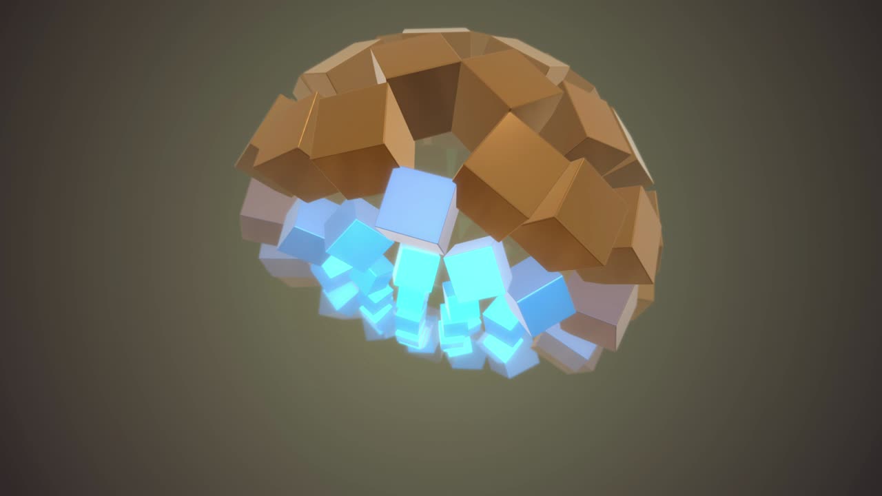 morphing cubos esfera oro y azul