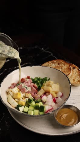 okroshka soup with toasts