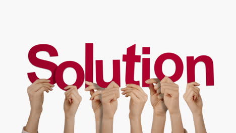 hands holding up solution