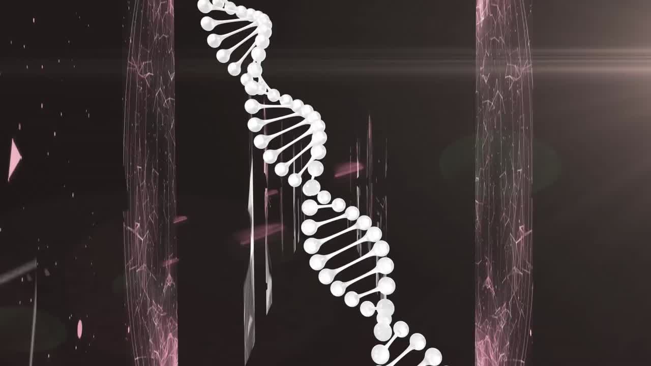 animación de la cadena de adn sobre un fondo negro