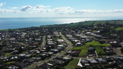 aerial orbital, coastal town of clifton springs and corio bay australia