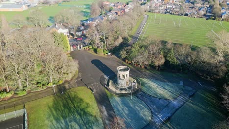 Cinematic-aerial-drone-footage-of-a-public-park-taken-from-above