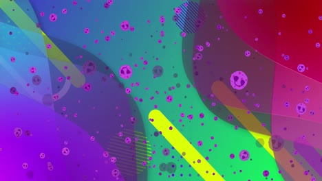 animación de celdas rosadas sobre un fondo colorido con formas geométricas