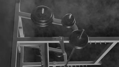 Closeup-vertical-of-benchpress-with-smoke-haze-black-backgorund