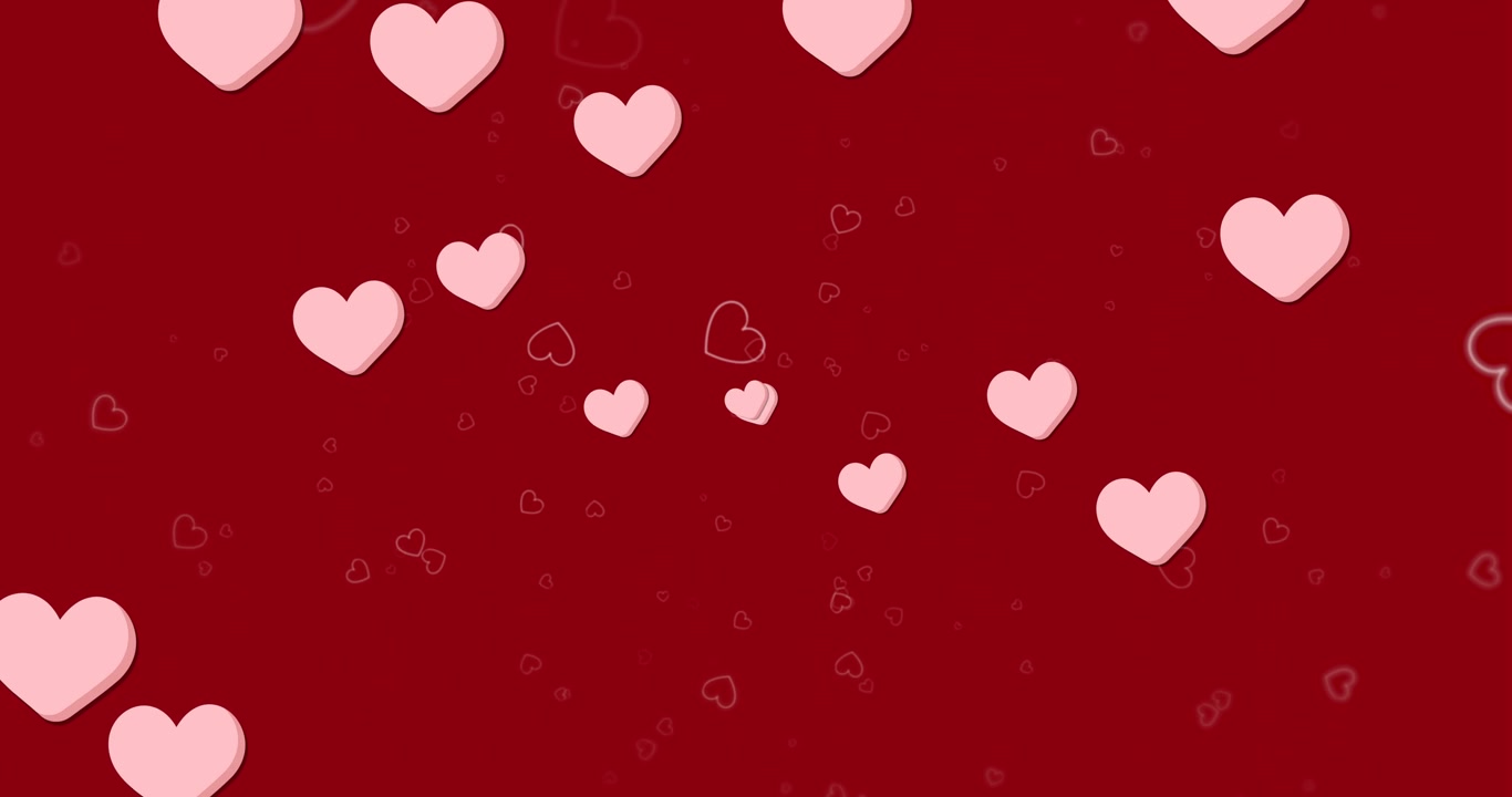 Animazione di cuori che fluttuano su sfondo rosso