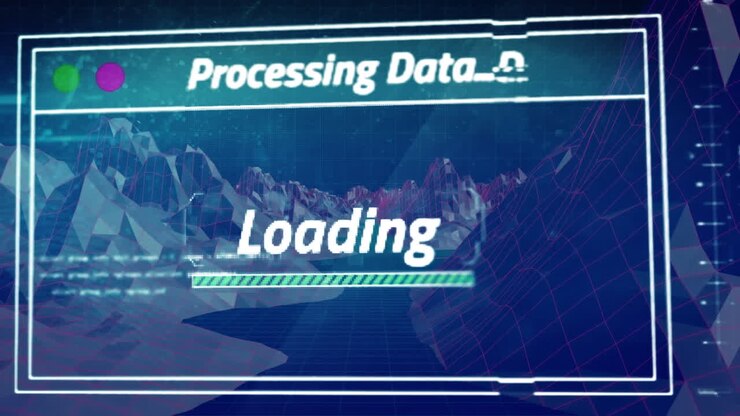 Animation of data processing over digital mountains