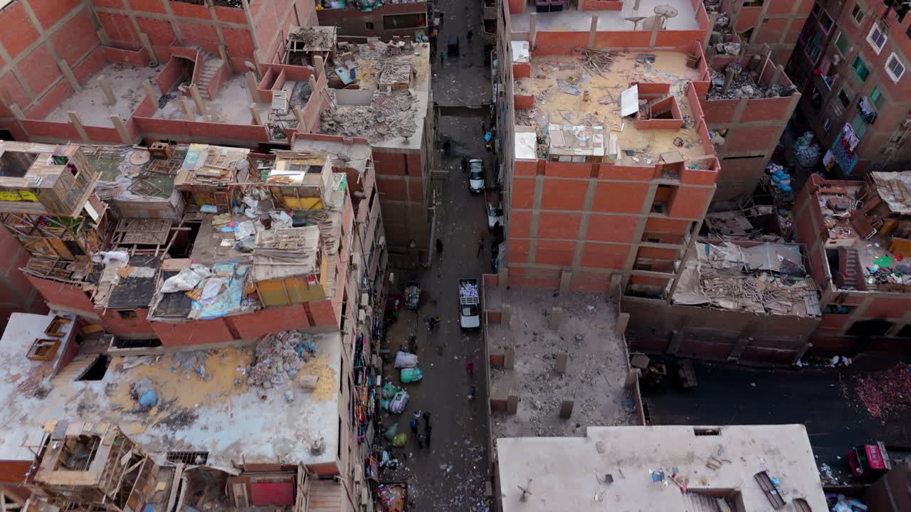 Drone showing life and work in Cairo’s trash district