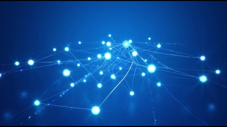 Abstract Digital Network Connection with Glowing Nodes and Lines