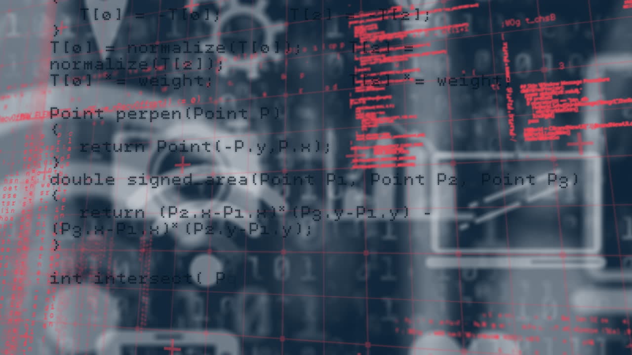 animación de iconos y procesamiento de datos sobre fondo negro