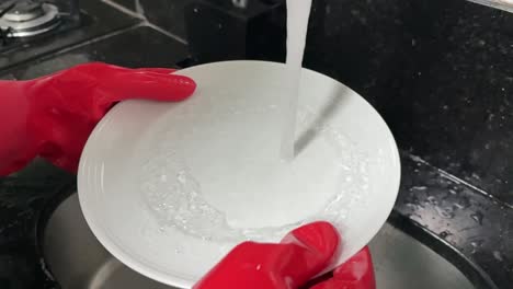 dirty plates, greasy stains, water splashes, slow motion kitchen scenery