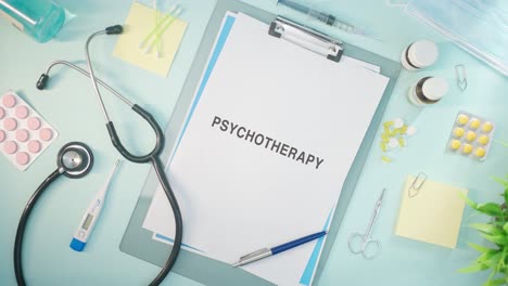 psicoterapia escrita en papel médico