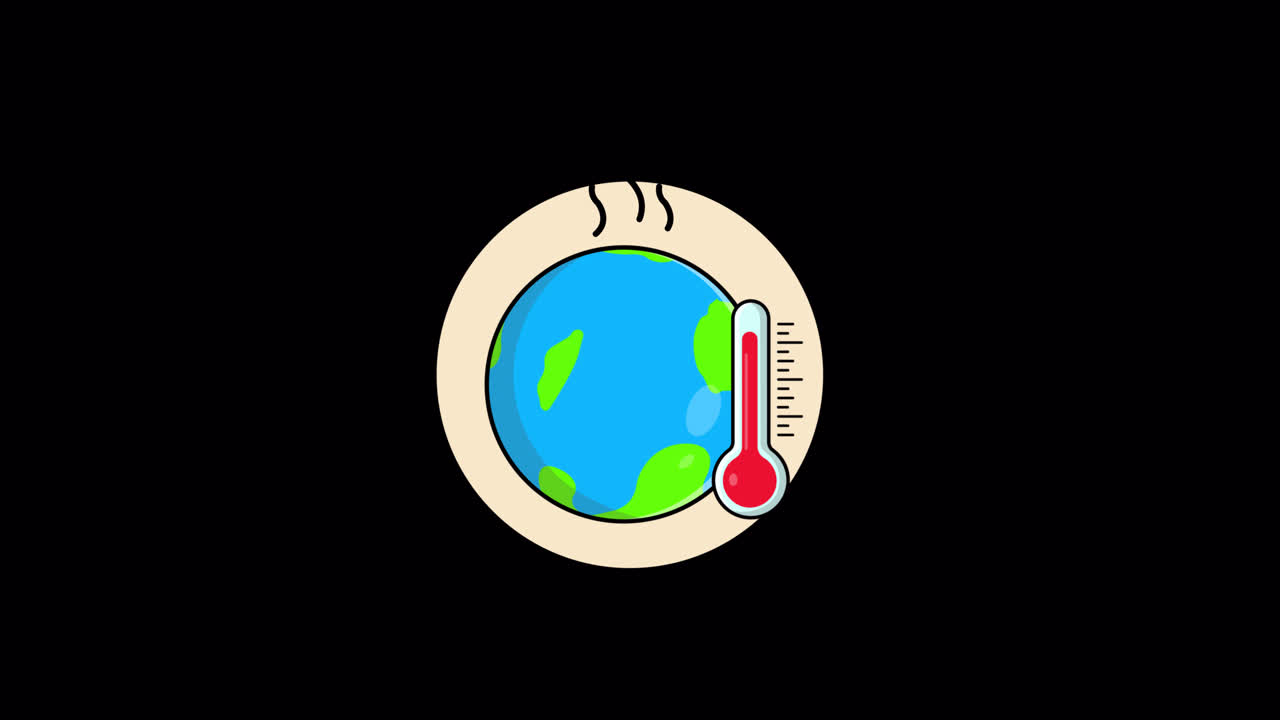 Animated Earth Globe with Rising Thermometer Indicating Global Warming