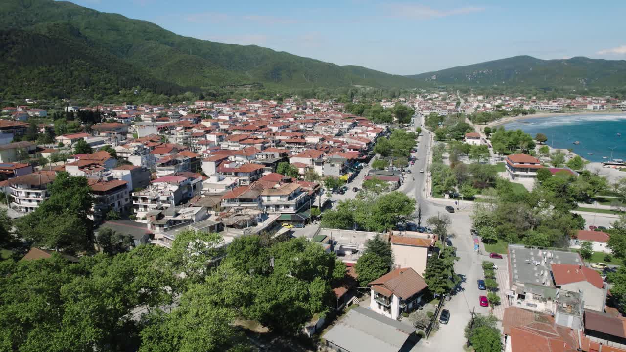 Thessaloniki Greece, City Center View, Aerial Dolly Shot