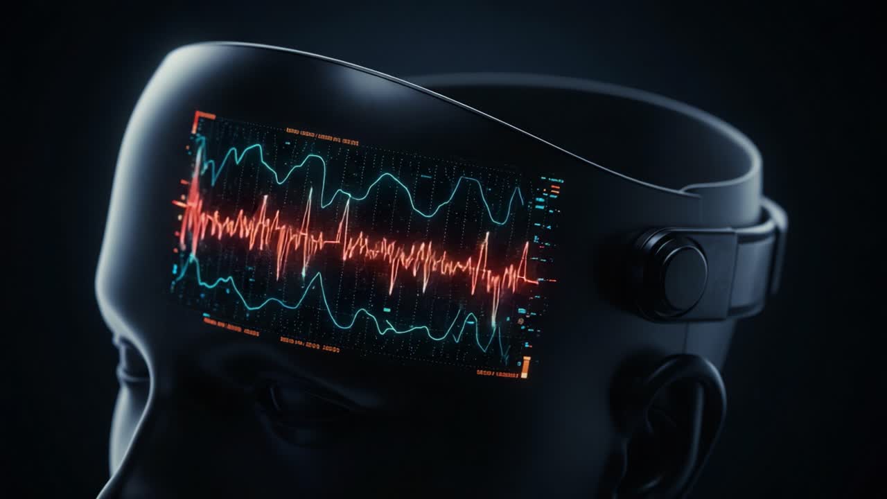 Exploring the Future of Neurotechnology: A Visionary Device Capturing Brainwave Patterns with Advanced Visualization in a Futuristic Design