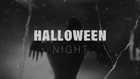 Animation-of-halloween-night-text-over-zombie-walking