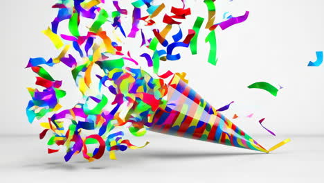 colorful confetti explosion from a party cone