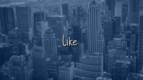 animation of like text over cityscape