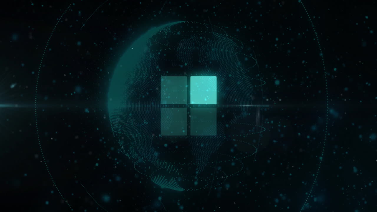 Animation of digital data processing over globe and networks of connections