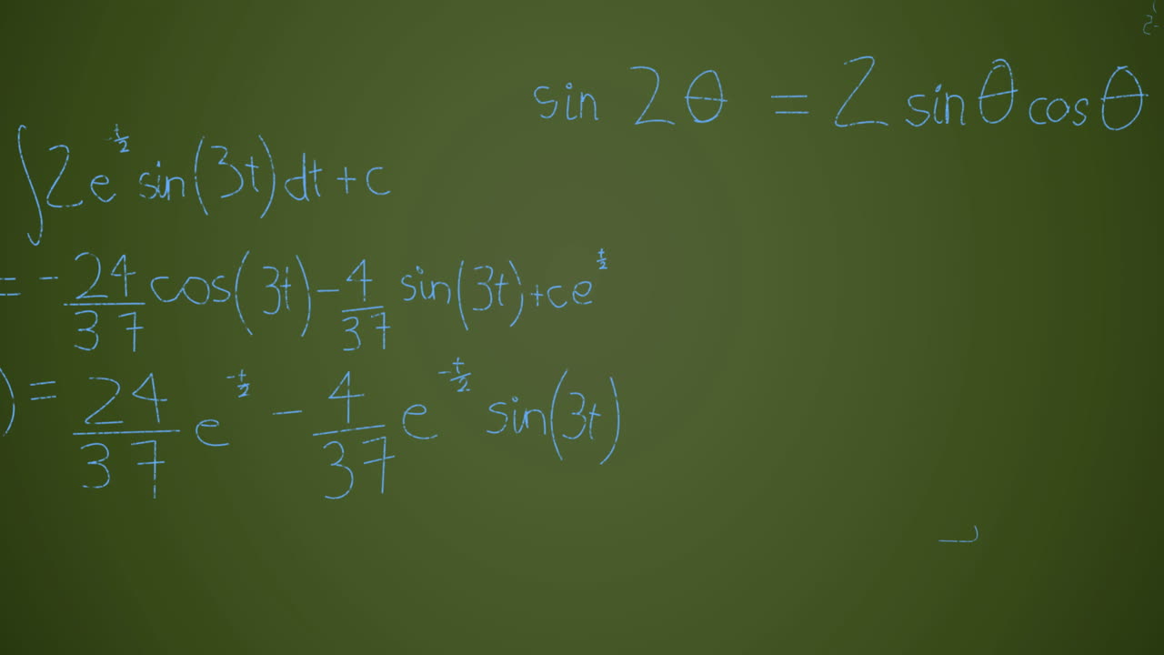 animación de ecuaciones matemáticas sobre un fondo verde