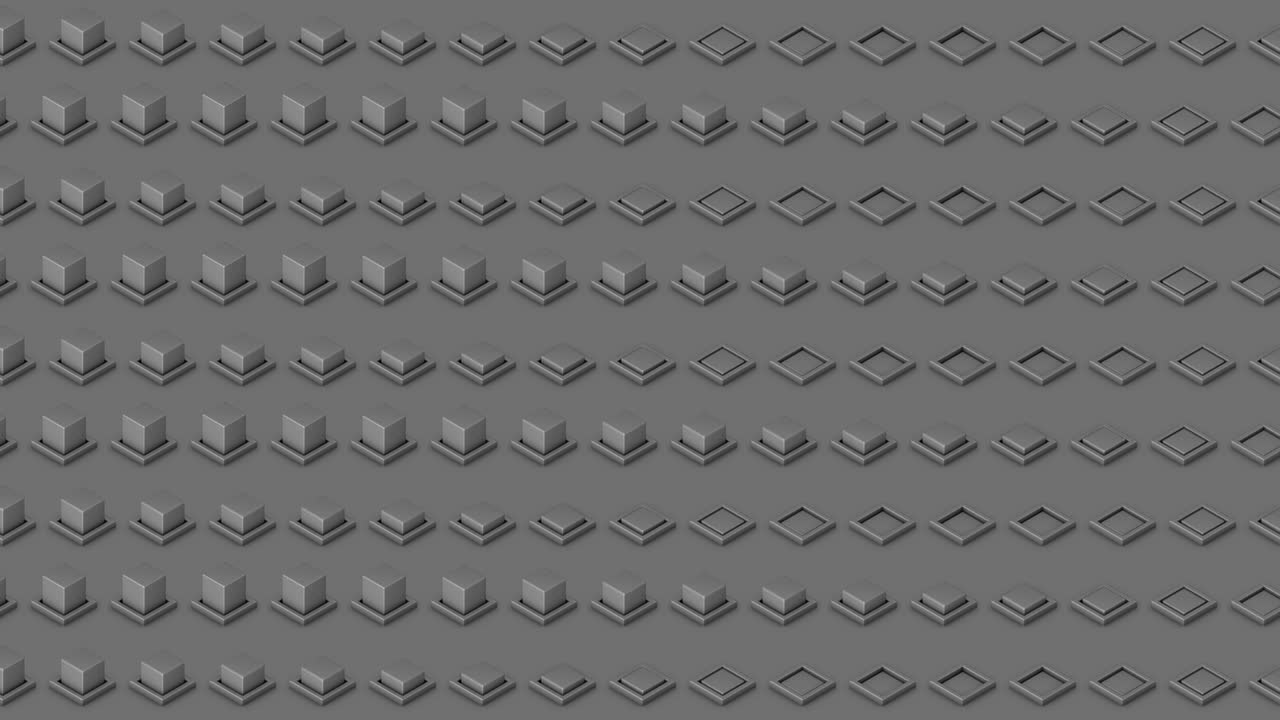 추상적인 이소메트릭 배경 회색 큐브 버튼 수평 파동 움직임