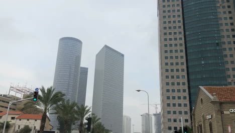 tel aviv cityscape with skyscrapers and traffic