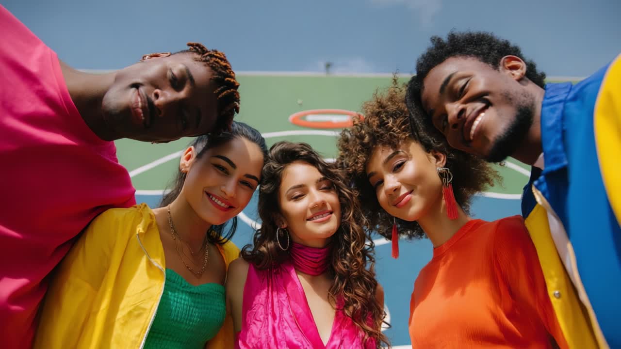 Group of diverse young adults smiling together