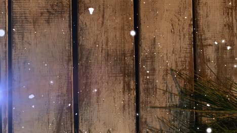 animación de senderos de luz y nieve cayendo sobre las ramas en navidad