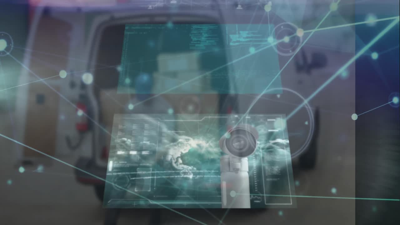 animación de la red de conexiones a través de un hombre caucásico