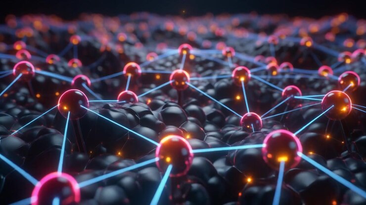 Abstract Digital Network Connection with Glowing Nodes and Links