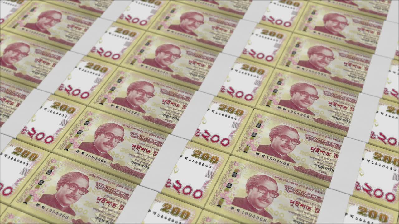Banconote da 200 TAKA BANGLADESI stampate da una zecca