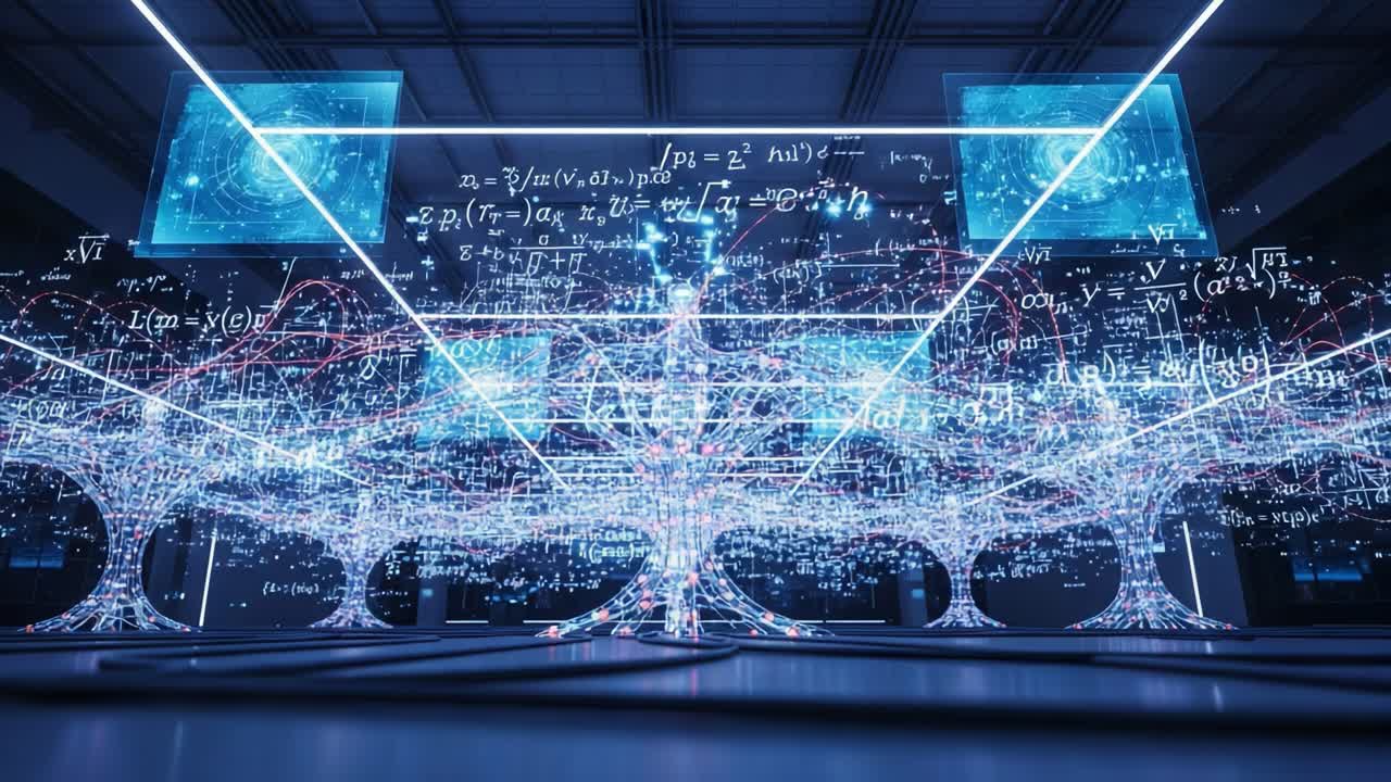 Exploring Quantum Mathematics: A Futuristic Digital Landscape of Intertwining Data Trees and Complex Equations Illuminating the Realm of Scientific Innovation