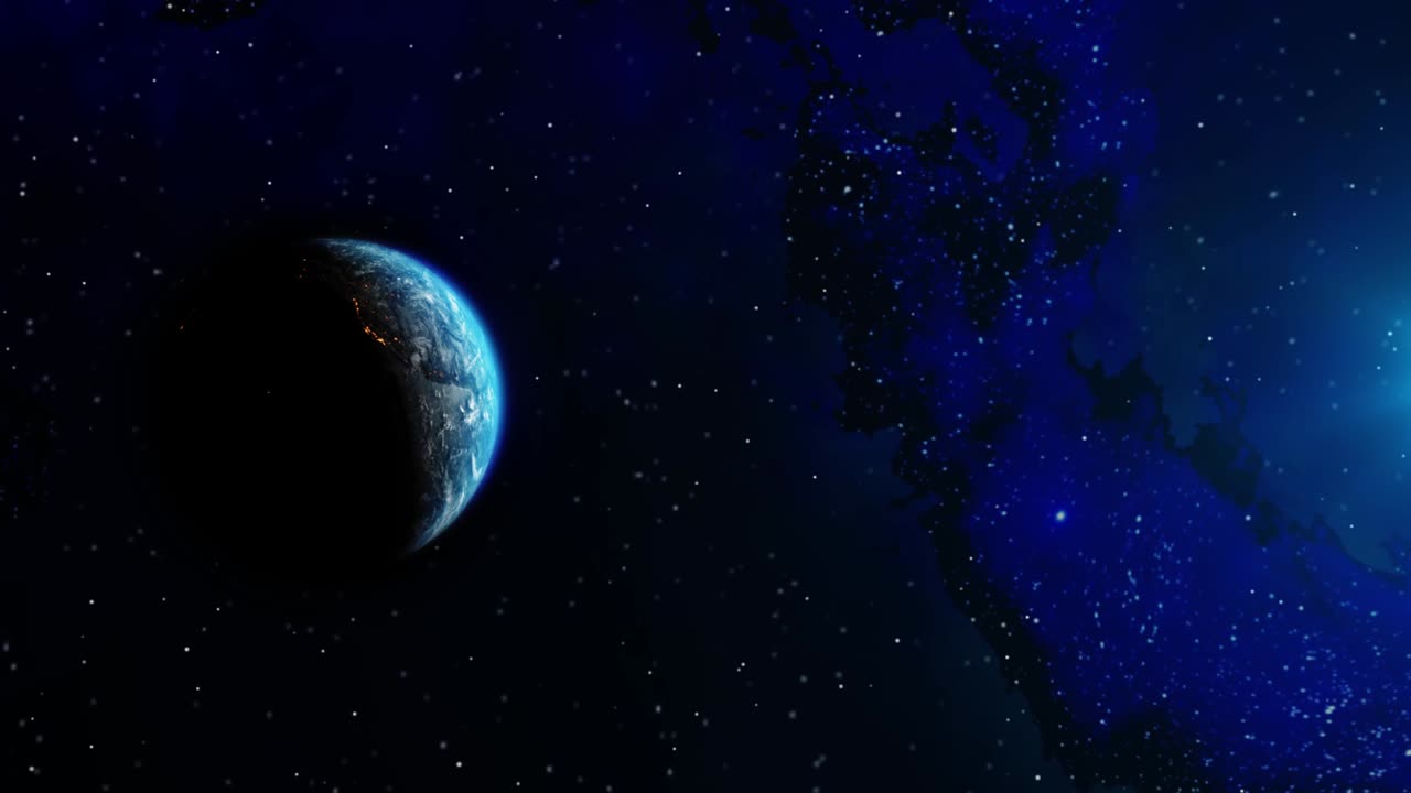hermoso planeta girando la tierra desde el espacio estrella amanecer animación de bucle.