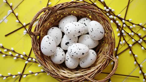 Whole-chicken-eggs-in-brown-wicker-basket--The-concept-of-Easter-Holidays