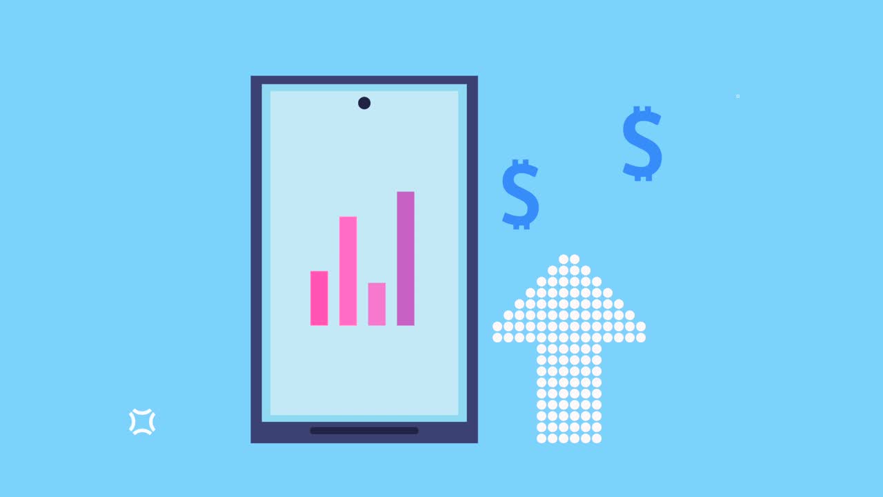statistics bars infographic in smartphone