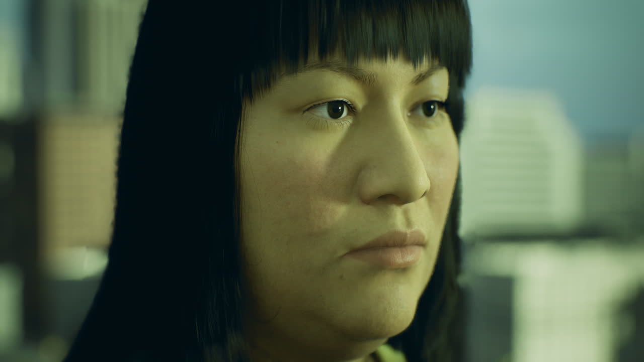 Portrait of a woman with bangs