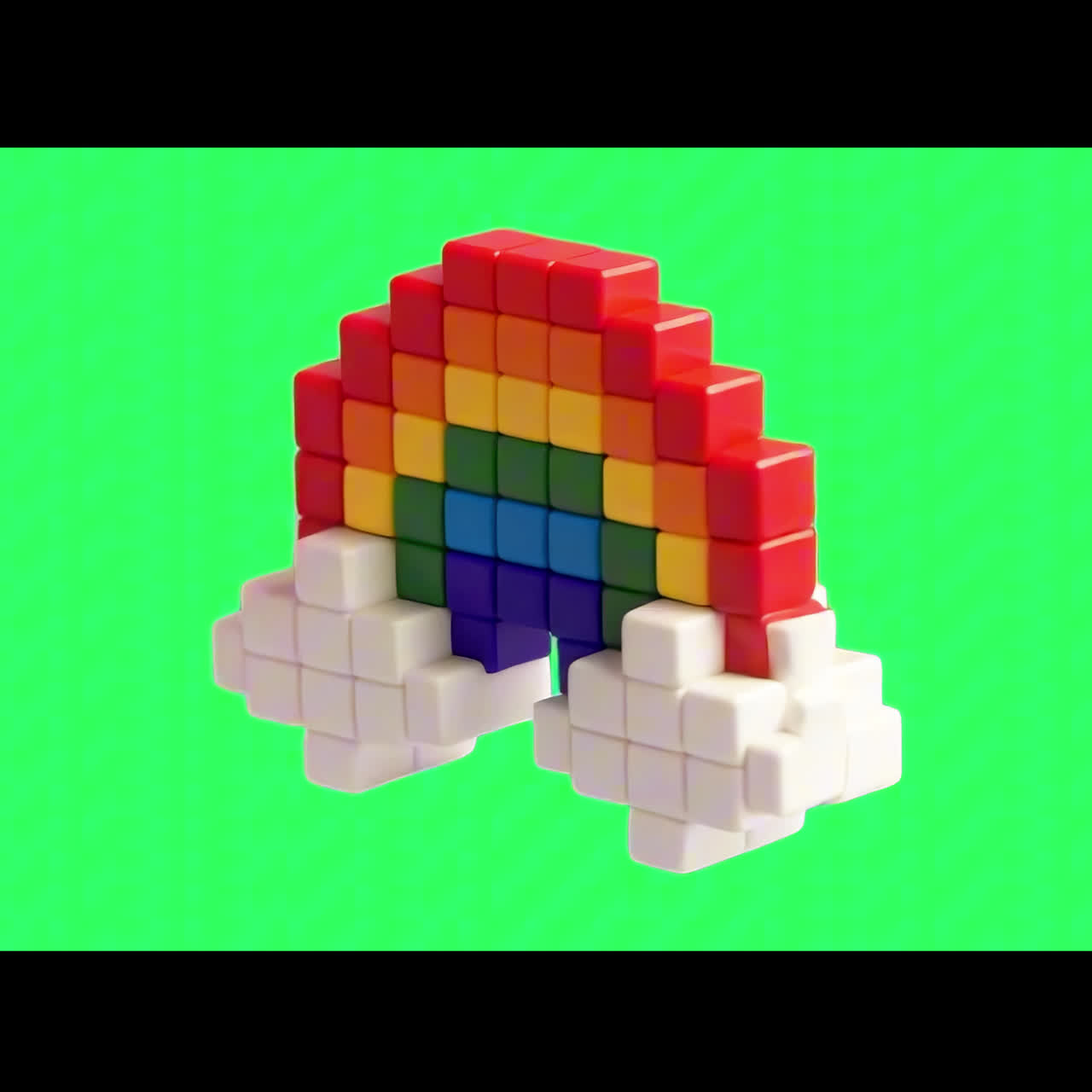 Colorful pixelated rainbow blocks animation isolated asset, transparent 4K video, alpha channel