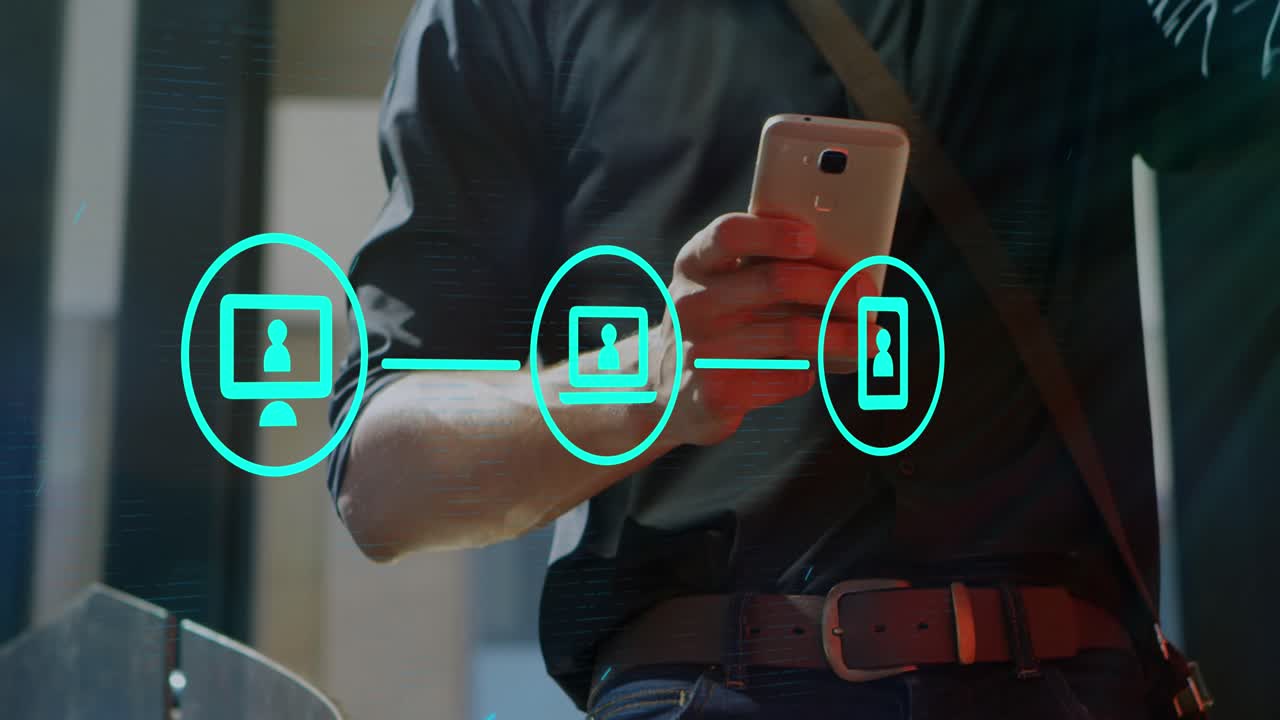 Animated global business network and data processing concept video