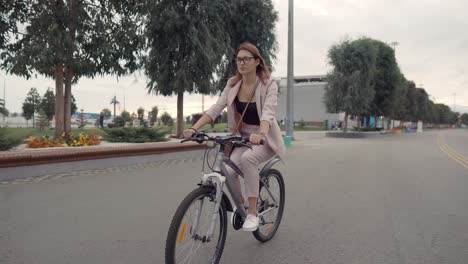 woman cycling in a park