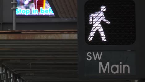 crosswalk signal sign indicating safe to walk