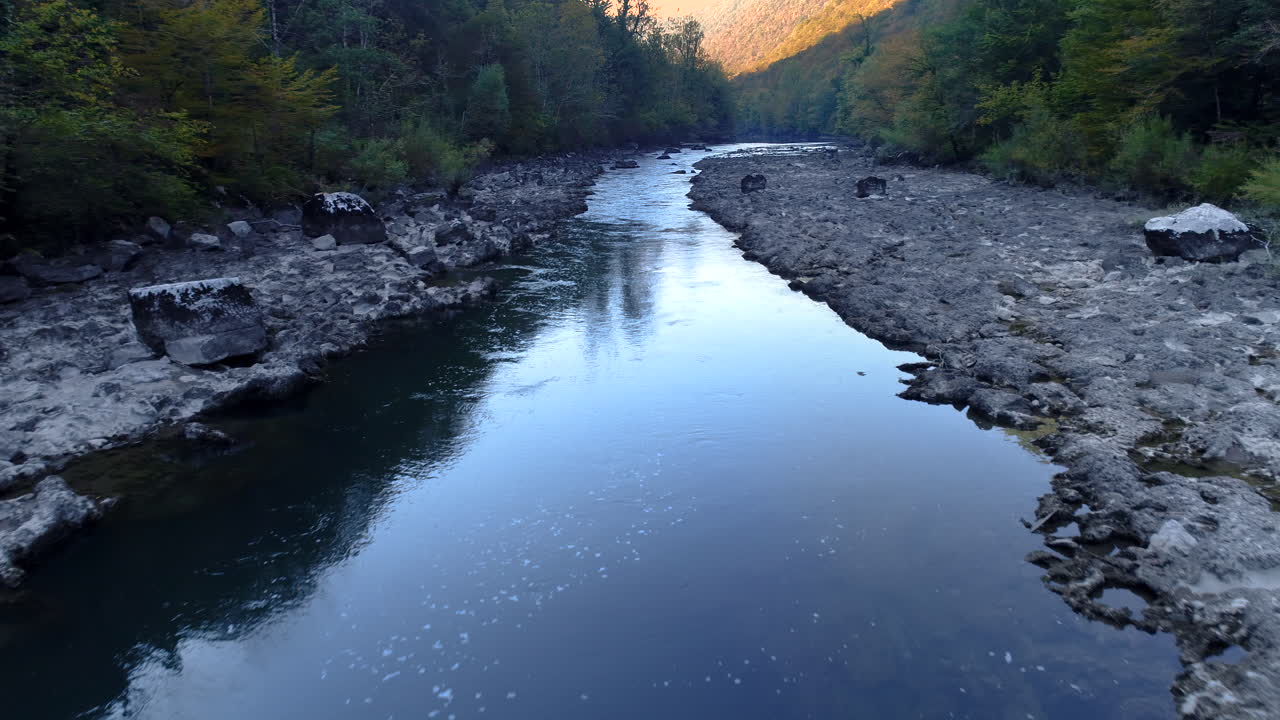 Capture part of the Kolpa River route during sunset
