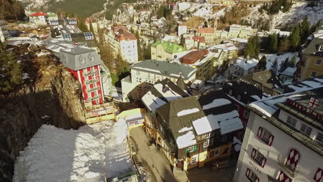 Snow-Sky-and-spa-resort-town-Badgastein,-Austria-Tauern-mountains-south-of-Salzburg