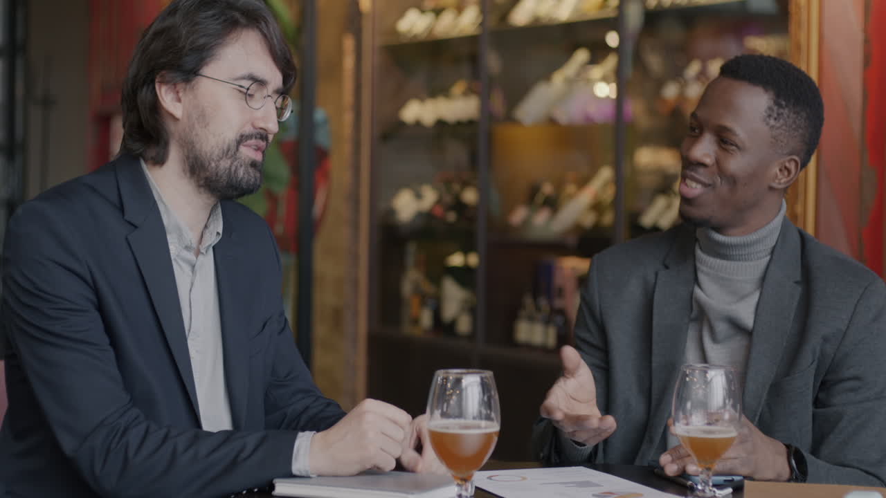 Business Meeting in a Stylish Cafe