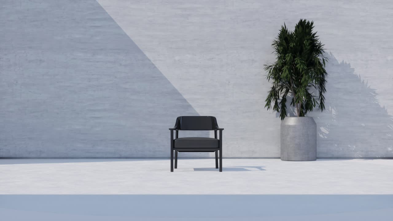 Modern Black Armchair In Minimalist Outdoor Setting