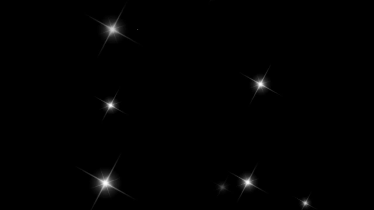 Animation white light sparkles on black background.